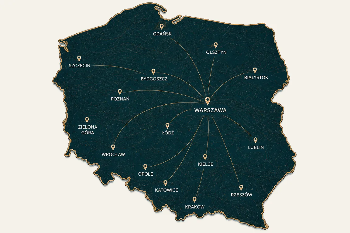 Mapa Polski — korepetycje online na terenie całej Polski